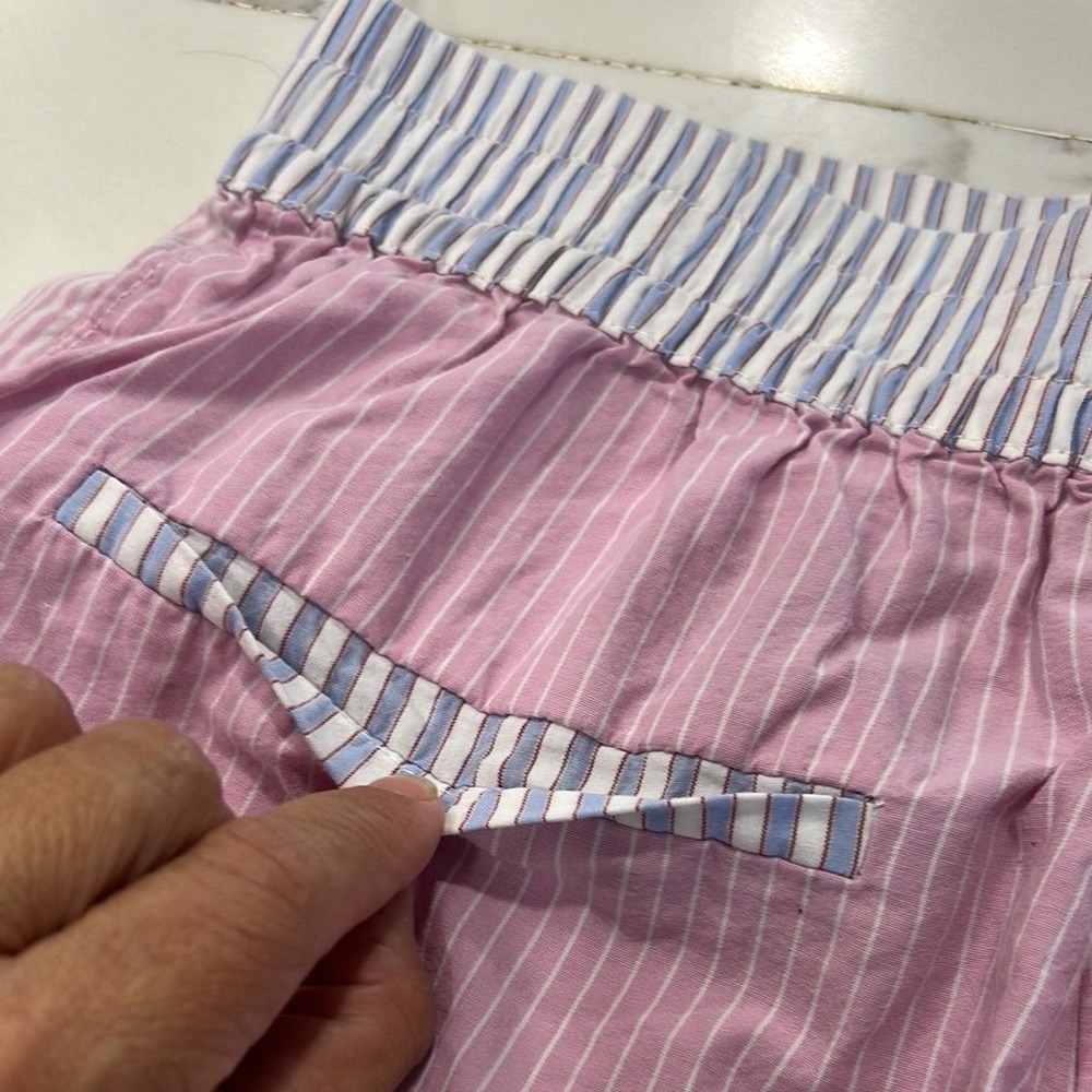 ZARA Striped Shorts Pink White Blue Elastic Waist Pockets‎ Casual Summer - Picture 4 of 8
